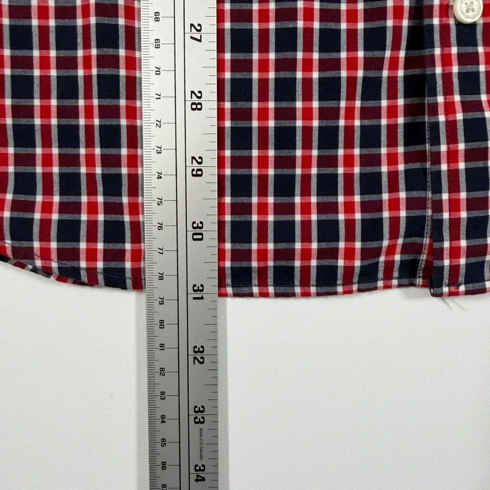 Banana Republic Shirt Check Men XL Ruby Red Plaid Cotton Button Down Long Sleeve